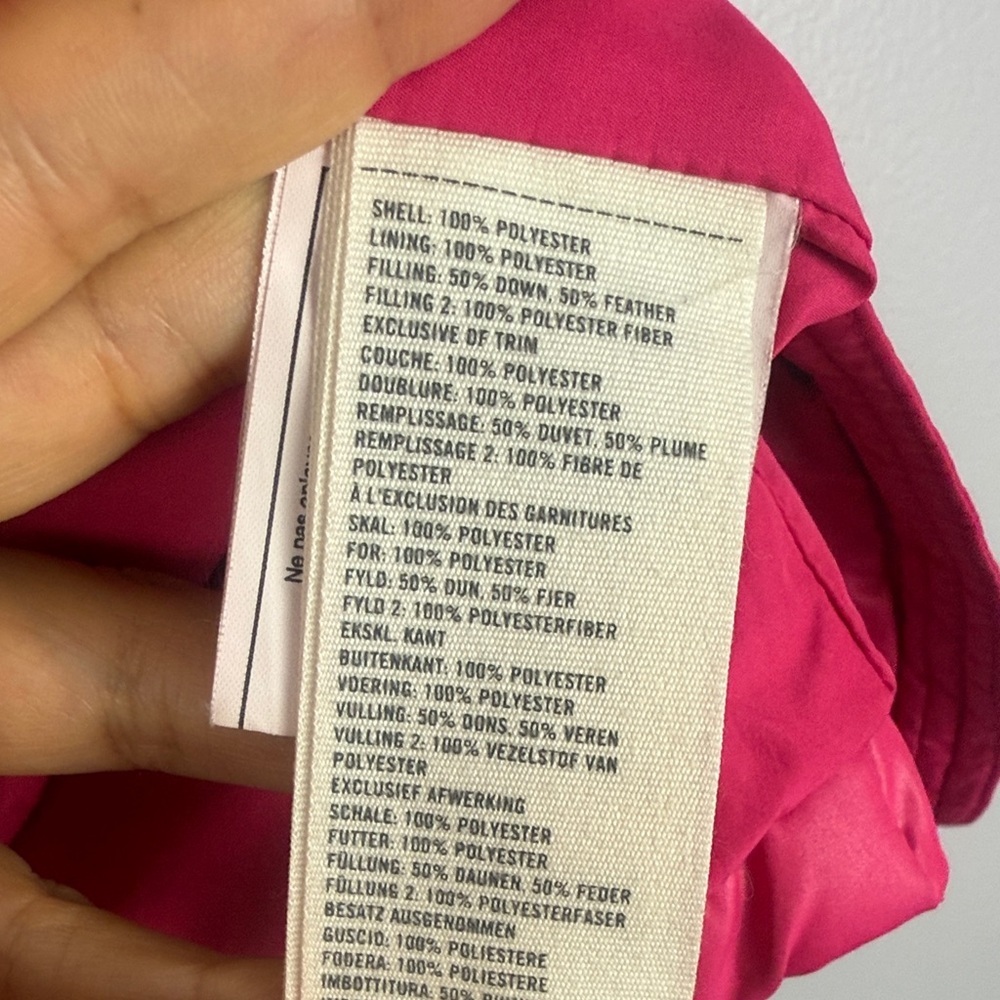 Abercrombie & Fitch Down Feather Blend Bright Pink Sleeveless Puffer Small Vest - Picture 10 of 11